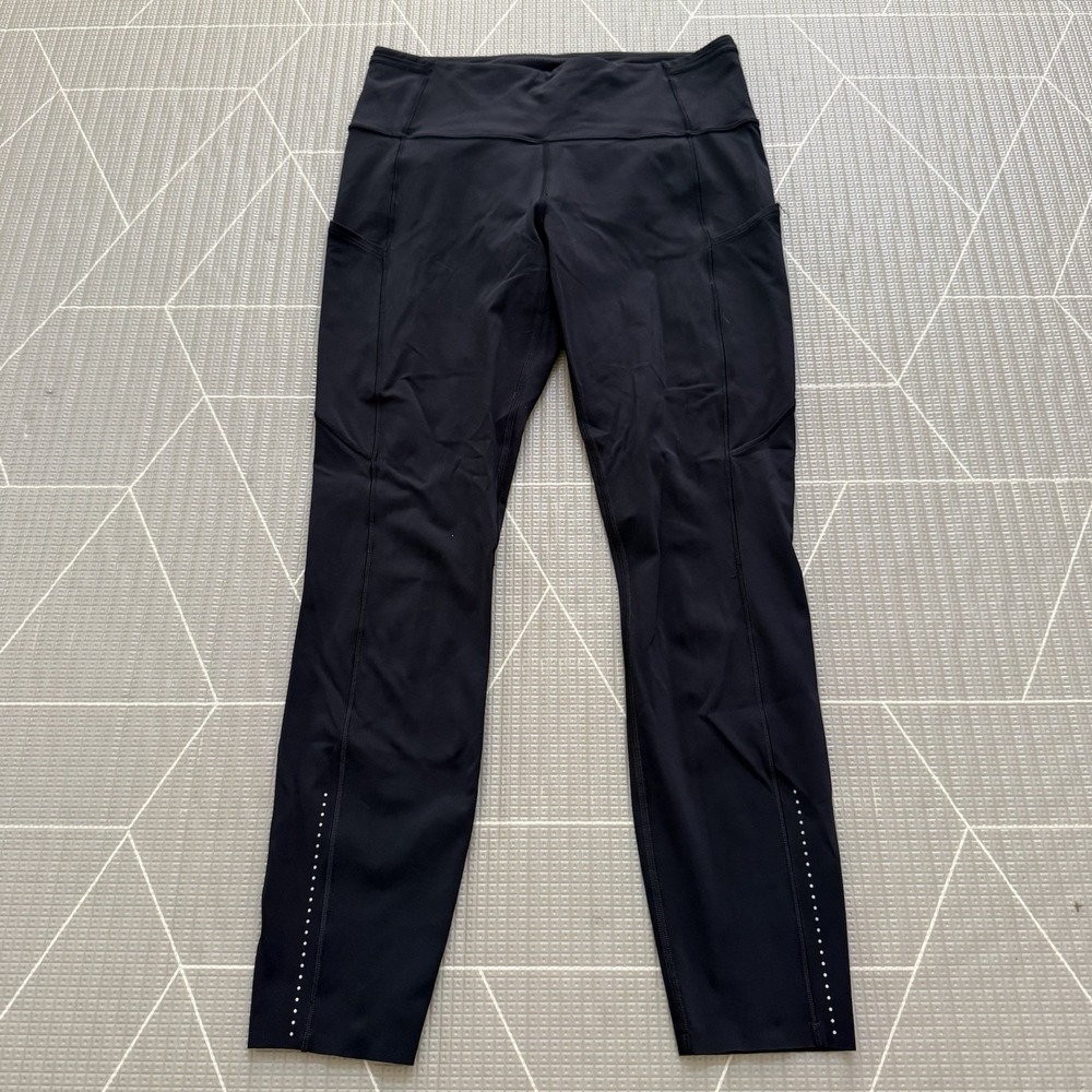Lululemon Fast & Fr** 7/8 Tight II *Nulux 25" Sz 8 Black LW5BJGS Pockets